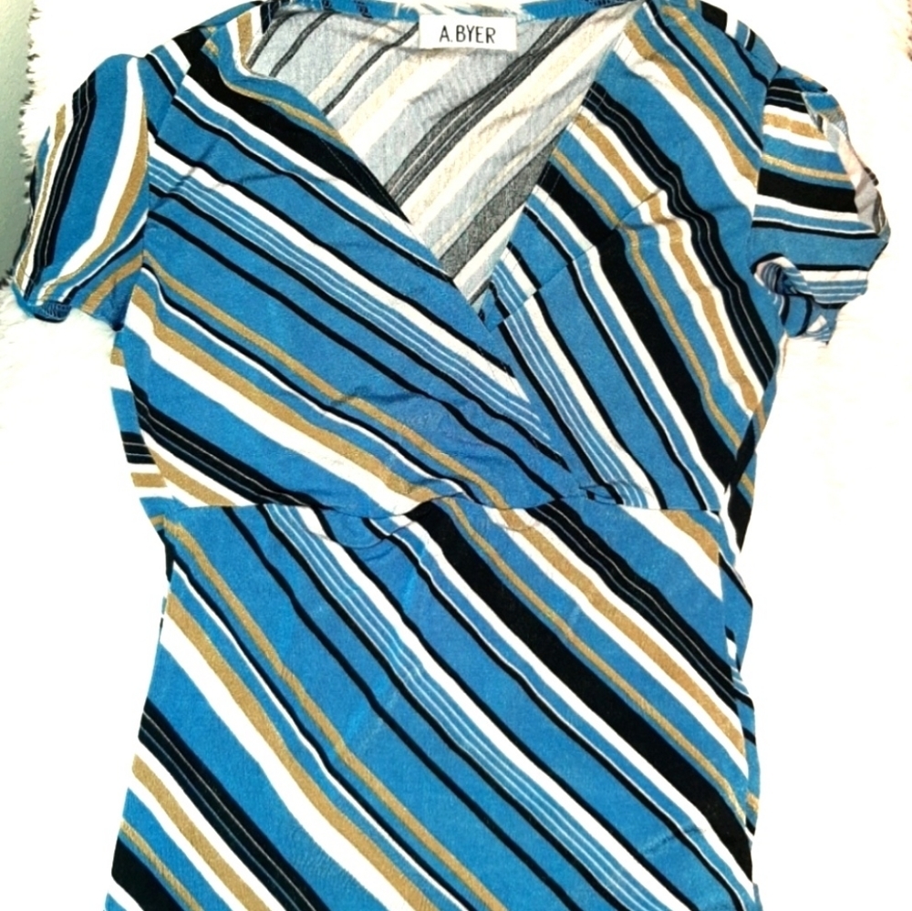 ABYER black blue  gold striped blouse